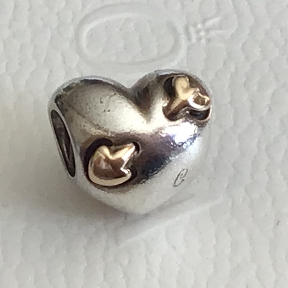 Pandora Silver and Gold Heart Charm - Picture 1 of 5